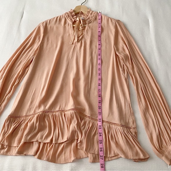 Ro + De Pink High Ruffle Neck Drop Waist Blouse - Picture 5 of 11